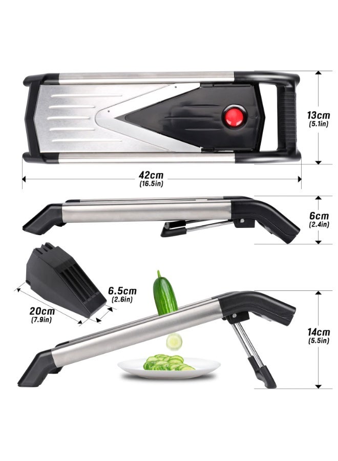 KISSUN Mandoline Vegetable Slicer, 5-in-1 Adjustable Mandoline Food Slicer with V Blade Cutter, Multifunctional Julienne Slicer for Vegetables, Onions, Tomatoes, Includes Safe Gloves - Image 2